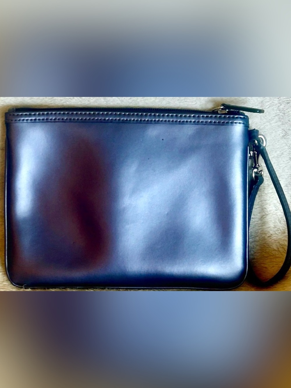 Coach Large Wristlet/Clutch with Creed Patch on Exterior in Metallic Steel Grey - Picture 5 of 6